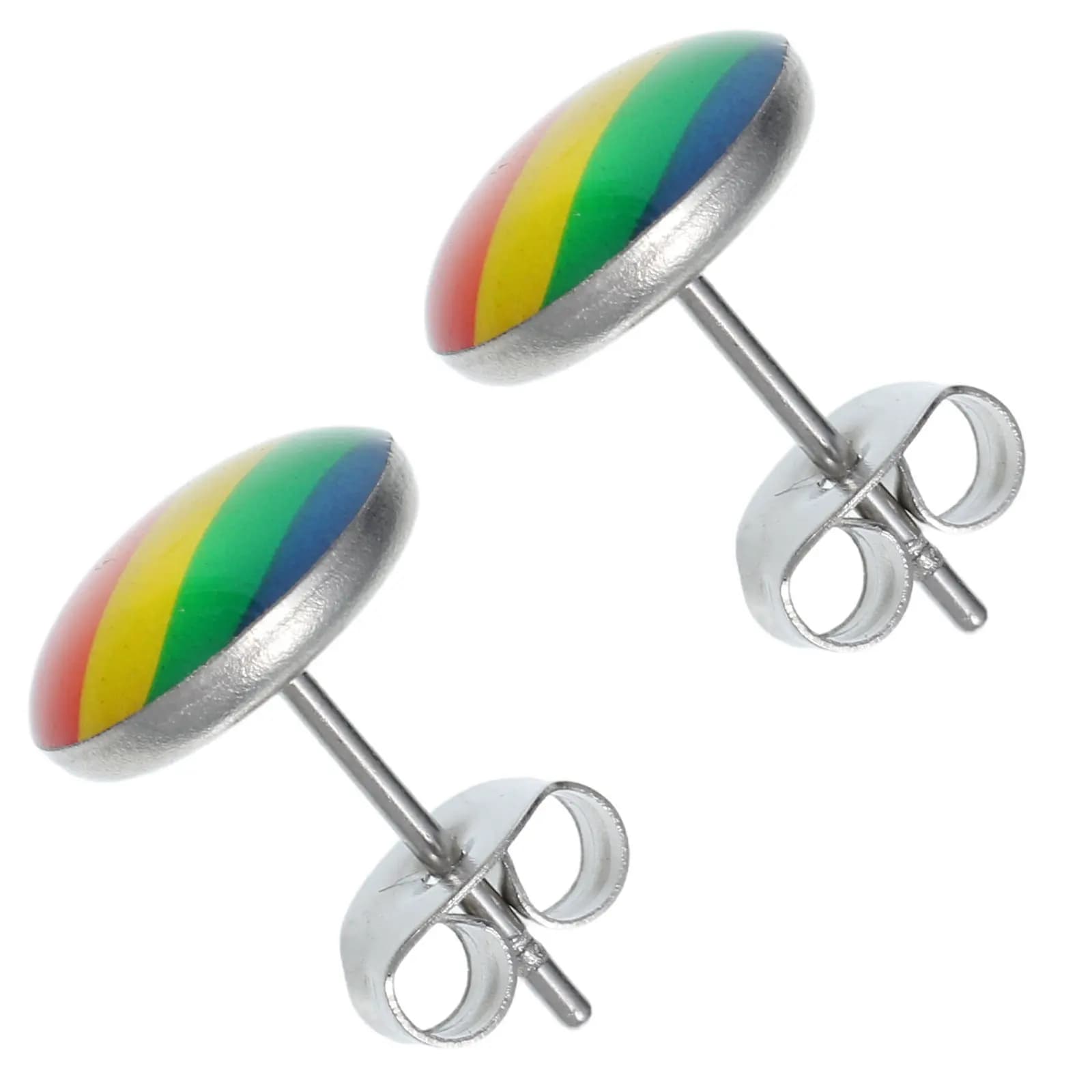 Orecchini a Perno Arcobaleno in Acciaio Inossidabile, Gioielli Unisex di Tendenza per Orgoglio Gay e Lesbico, Regalo Unisex