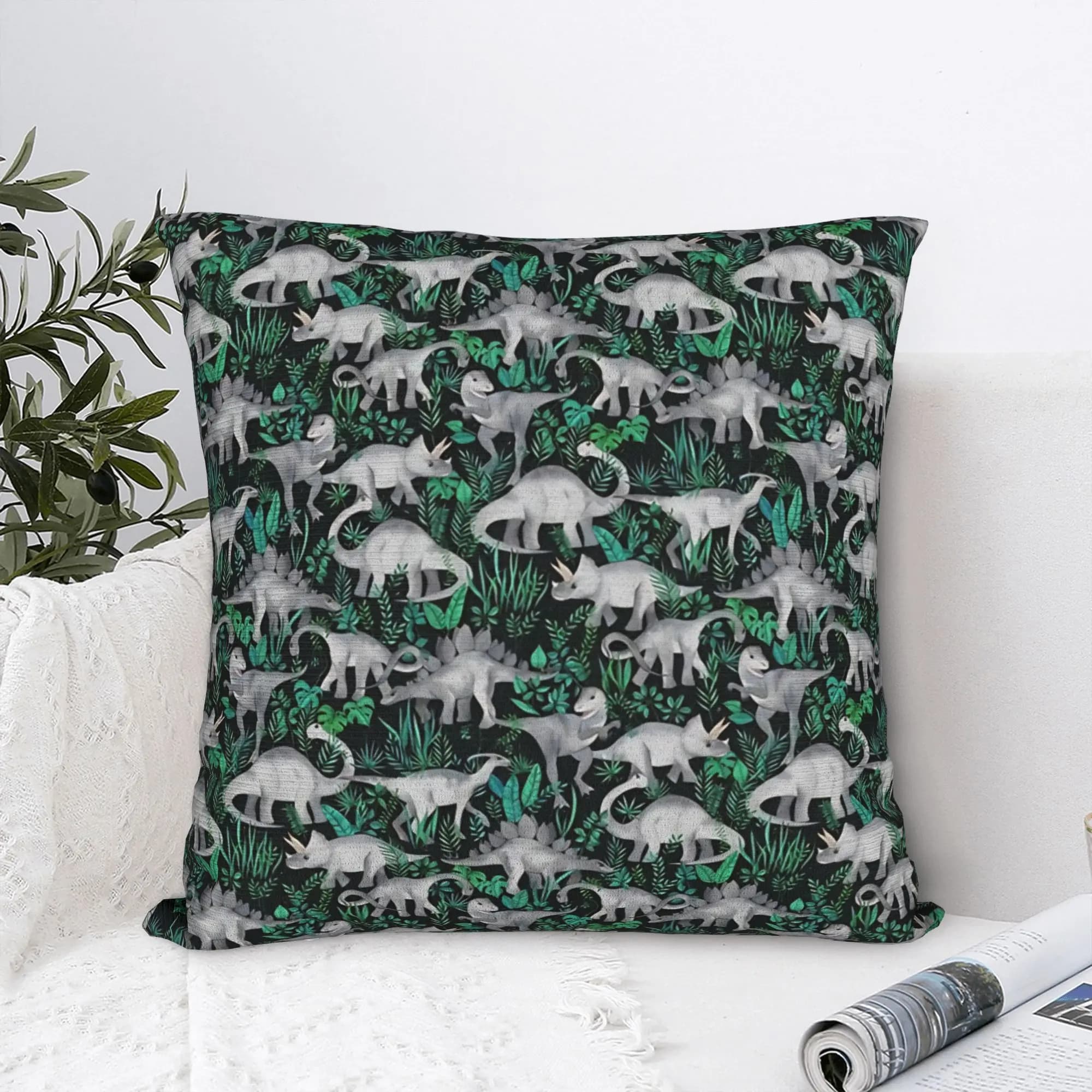 Dinosaur Jungle Pillowcases Kawaii Pillow Case For Living Room Sofa Graphic Pillow Cover
