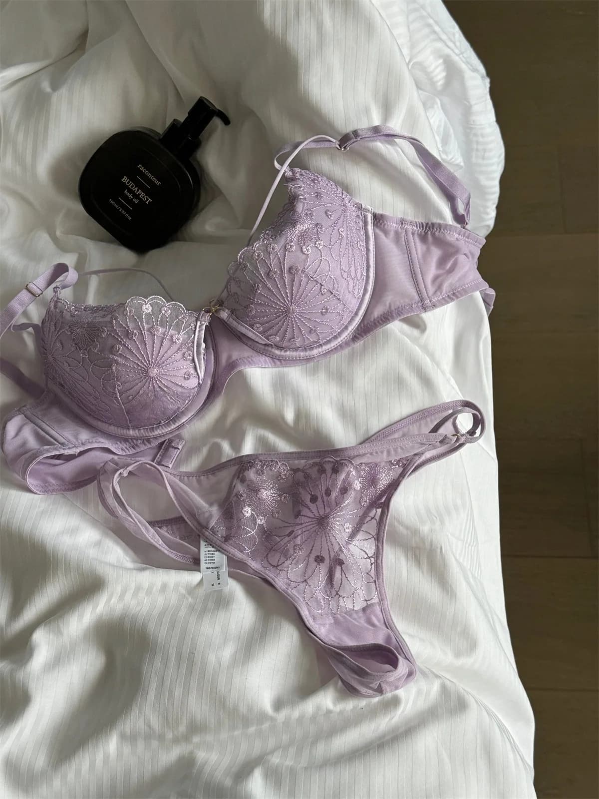 Purple niche lingerie gathered glossy bra anti-sagging gathered top support large size bra set women underwear