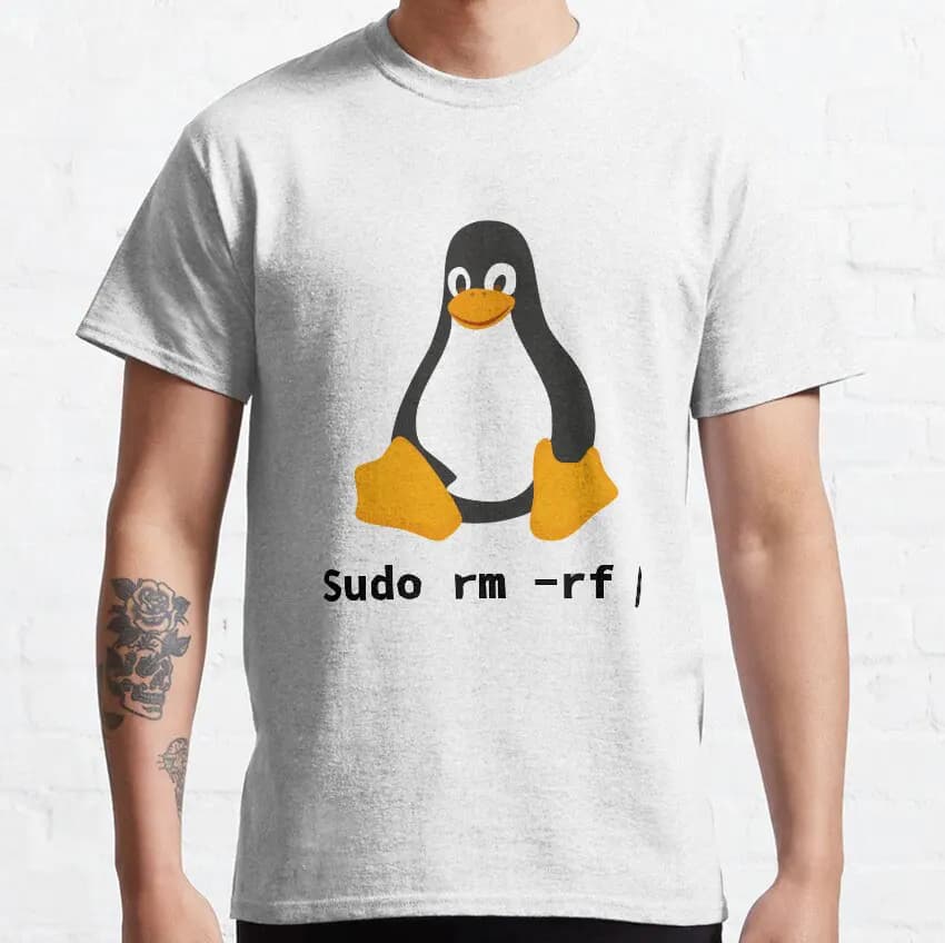Computer - sudo rm -rf Tux Linux Penguin - programmer t-shirt stampata per uomo 100% cotone abbigliamento taglie forti