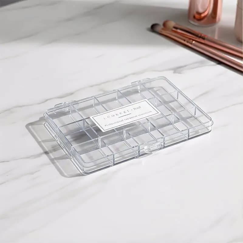 Nail Rhinestone Storage Box Transparent Organizer 12 Compartments Durable High Quality Case for Nail Salon Home