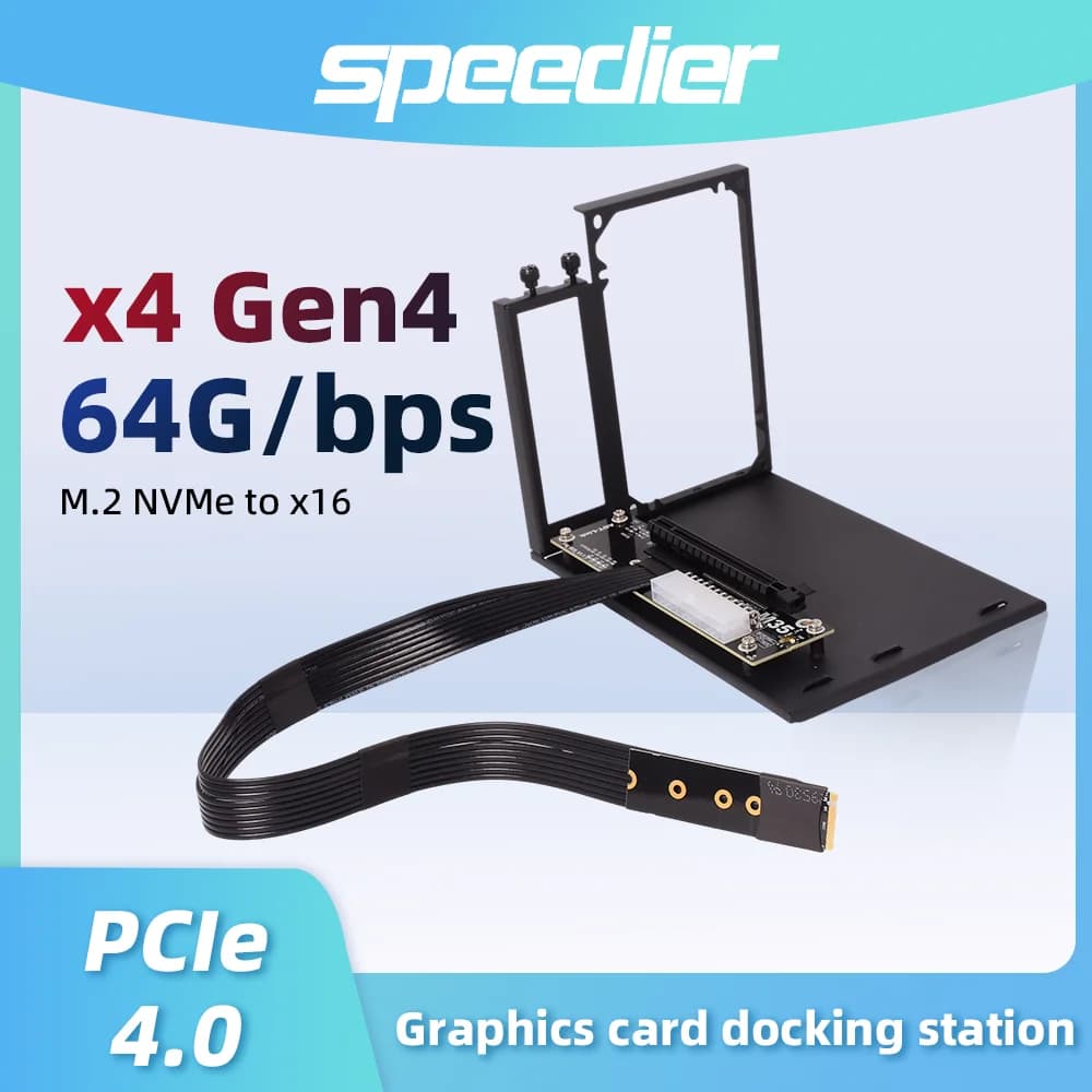 Notebook M.2 NVMe Key M To PCI-E 4.0 X16 GPU Extension Cable with Bracket M35 64G/bps Docking Station for Intel NUC STX ITX