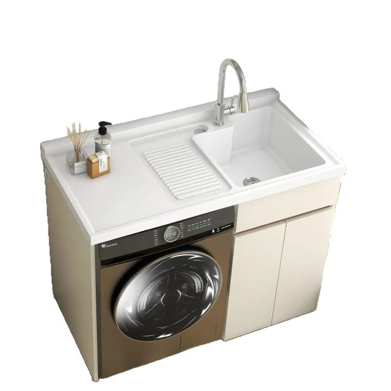 Washing machine cabinet integrated balcony laundry pool basin with rubbing board significant other drum laundry cabinet combinat