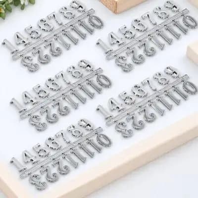 5 Set of Digital Watch Arabic Numerals, Wall Decoration Kits, Silver Accessories