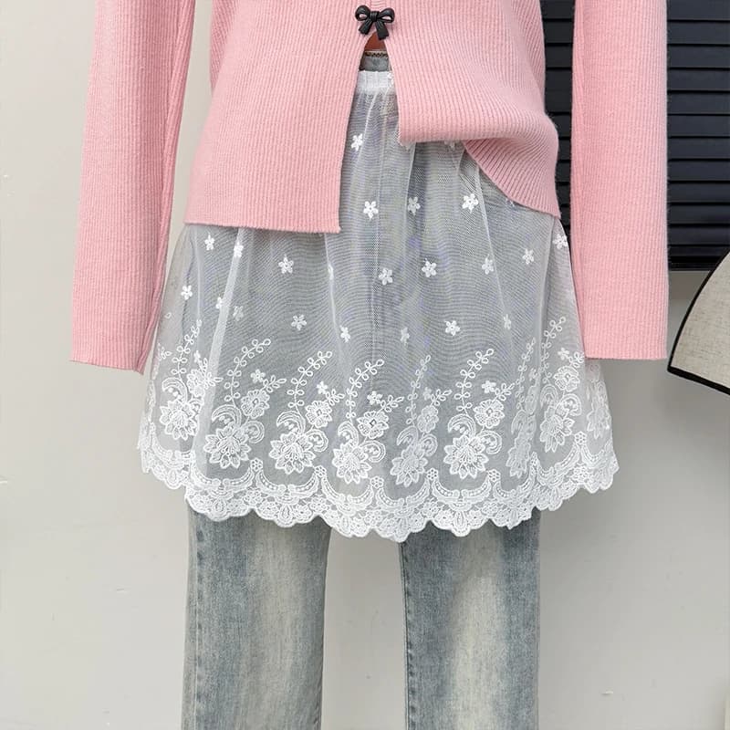 Elegante gonna corta a trapezio in pizzo traforato a vita alta da donna, in PVC, per la primavera 2025, stile City Walk, con effetto tenda