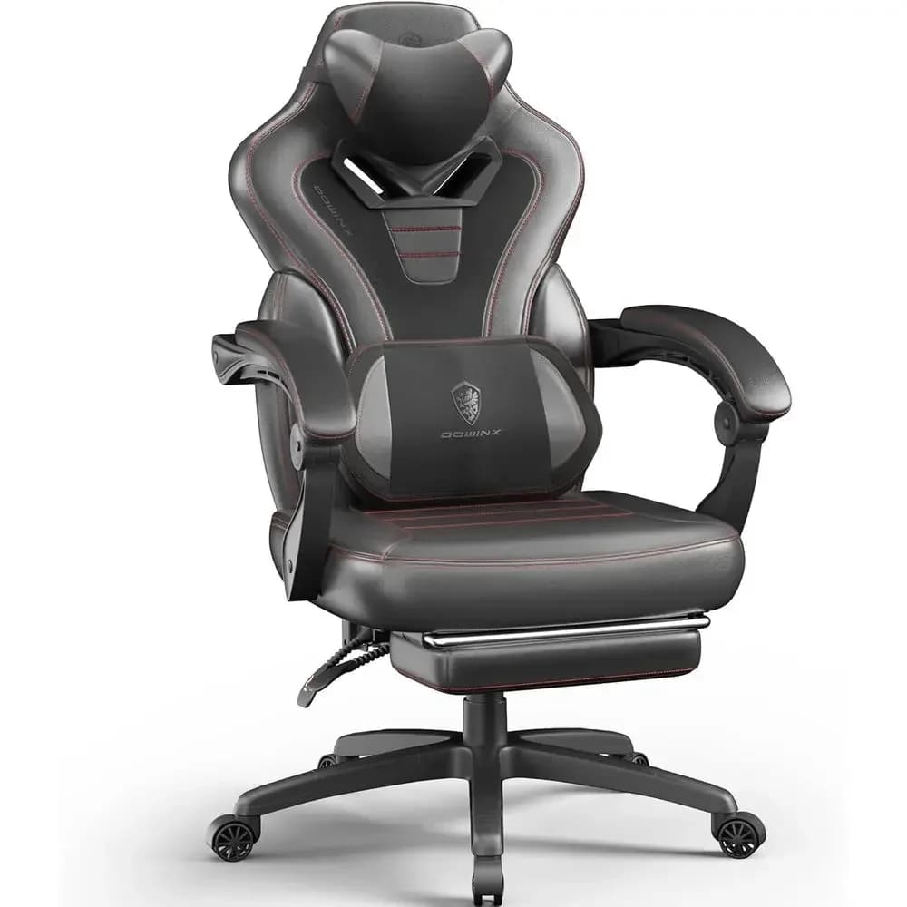 Sedia da Gaming Ergonomica con Massaggio per Adulti di Statura Alta e Corpulenti - Nera