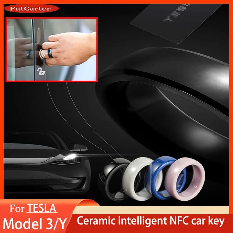 Per Tesla Model 3 Model Y Smart portachiavi accessori anello in ceramica NFC sostituisci portachiavi per auto realizzato con chip di carta originali