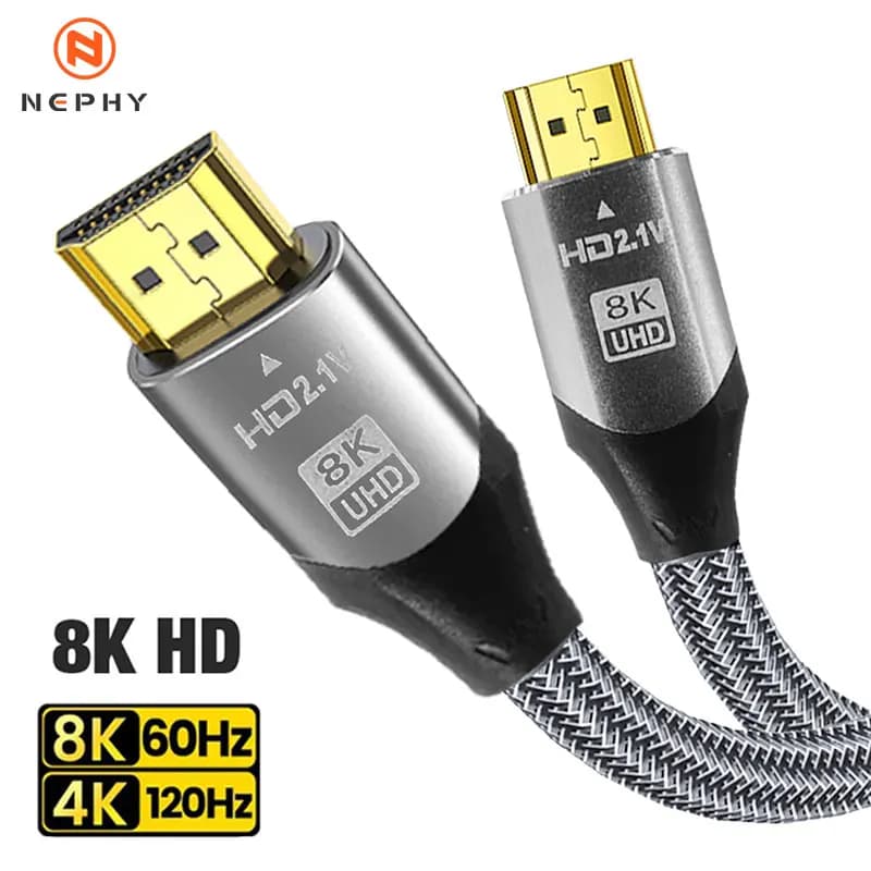 Cavo HDMI 8K HDMI 2.1 Digital HD UHD Ultra-alta velocità 8K@60Hz 4K@120Hz 2K@144Hz per proiettori TV PS5 Monitor Blu-ray 1M 5M 12M