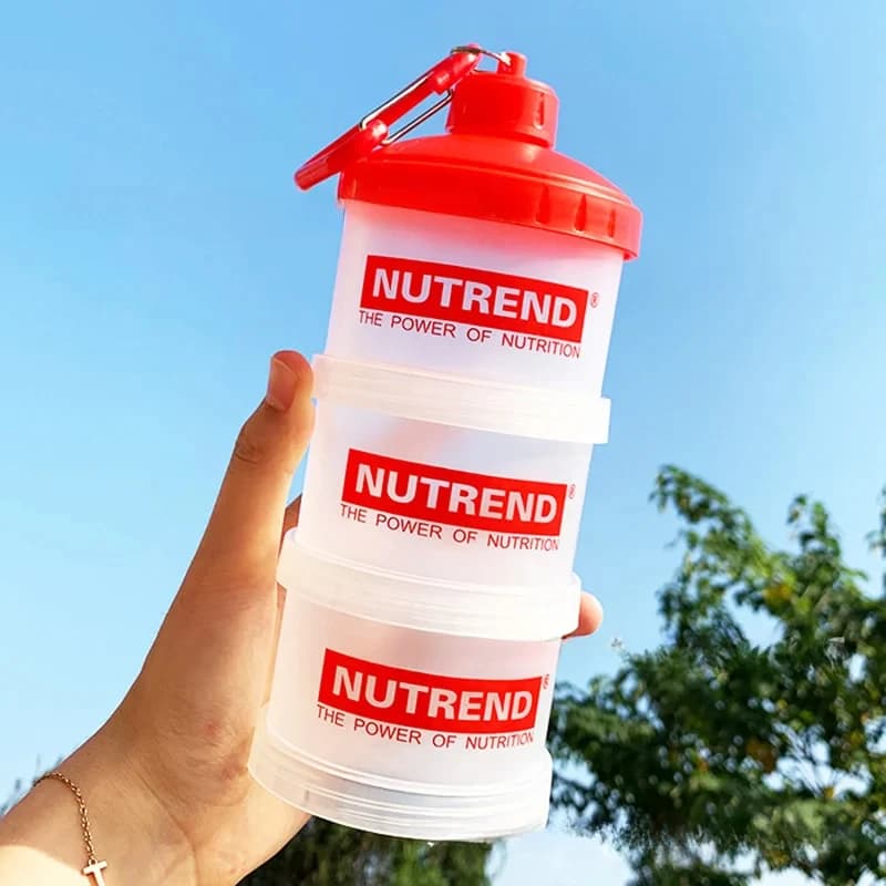 Contenitore Portatile per Proteine in Polvere con Imbuto, Bottiglia per Integratori Fitness, Scatola per Medicinali a Strati con Manico, Contenitore per Snack