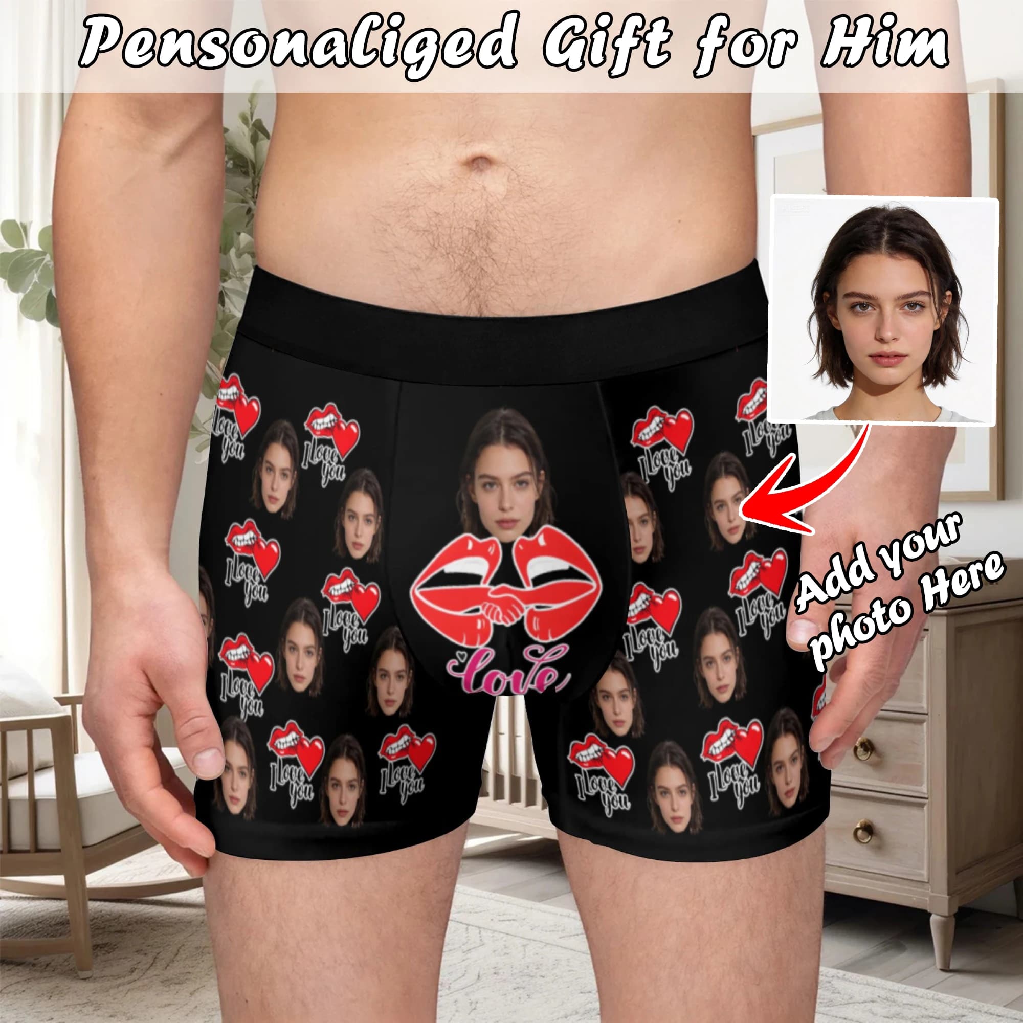 Personalized facial photo customization flat underwear customization men's Valentine's Day gift for husband gift for father