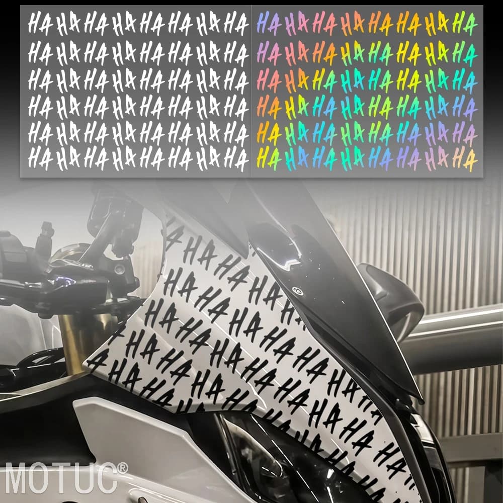 1Pc HAHA Graffiti Motorcycle Stickers Waterproof Vinyl Decals for Racing Helmet Fuel Tank Fairing Fender Car Window Bike Frame