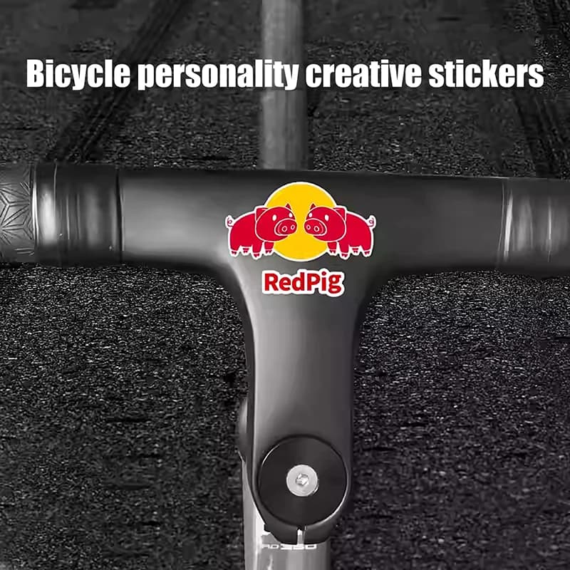 Wall decal for cycling team funny stickers Decalcomanie decorative red pig dirt bike for decals top tube handlebar helmet bike