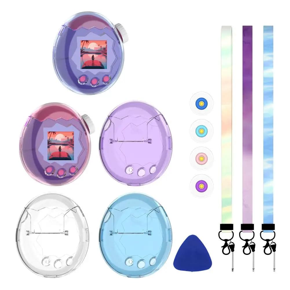Custodia Trasparente in PC per Tamagotchi Paradise, Protezione a 360° Impermeabile con Cordino, Strumento di Apertura, Tappo in Silicone, 5 Opzioni di Colore
