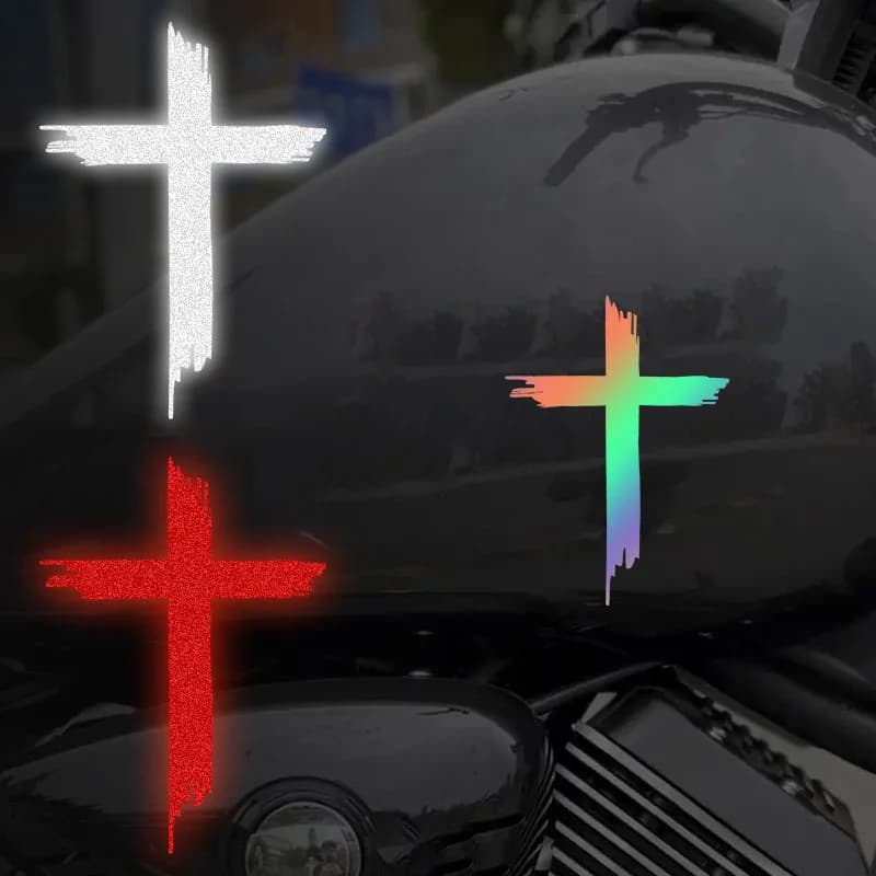 2Pcs Cross Motorcycle Stickers Waterproof Vinyl Decals For Helmet Fuel Tank Fairing Bike Body Decoration