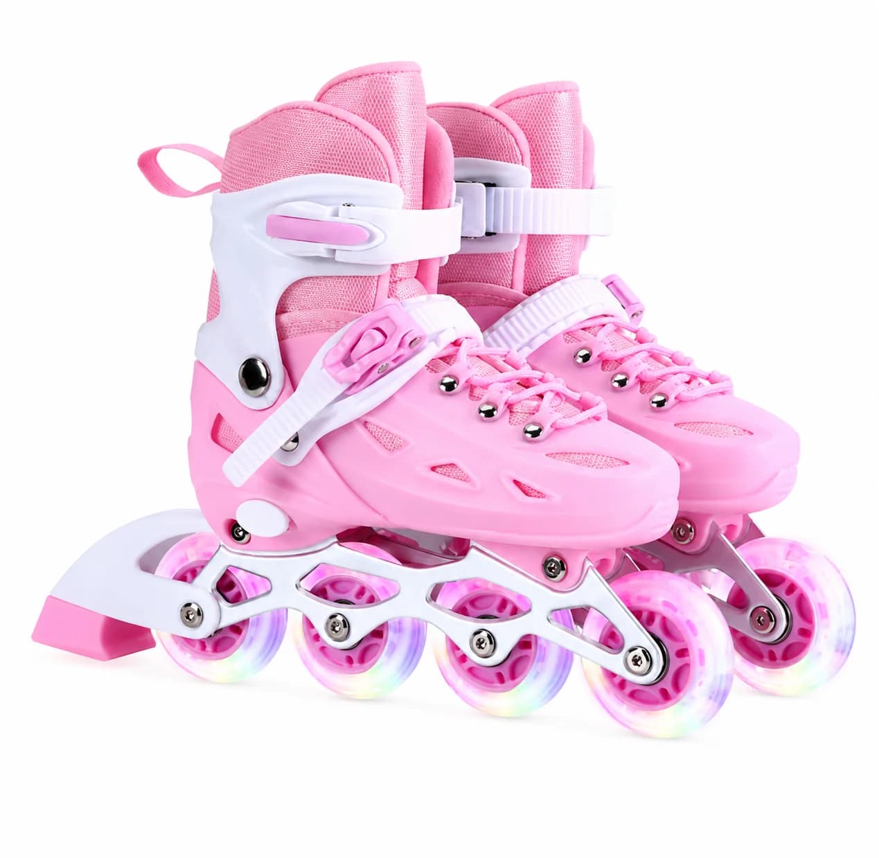 Pattini in linea regolabili per bambini con ruote luminose in PU, guscio rigido, per ragazze e ragazzi, scarpe da esterno per principianti con supporto per la caviglia