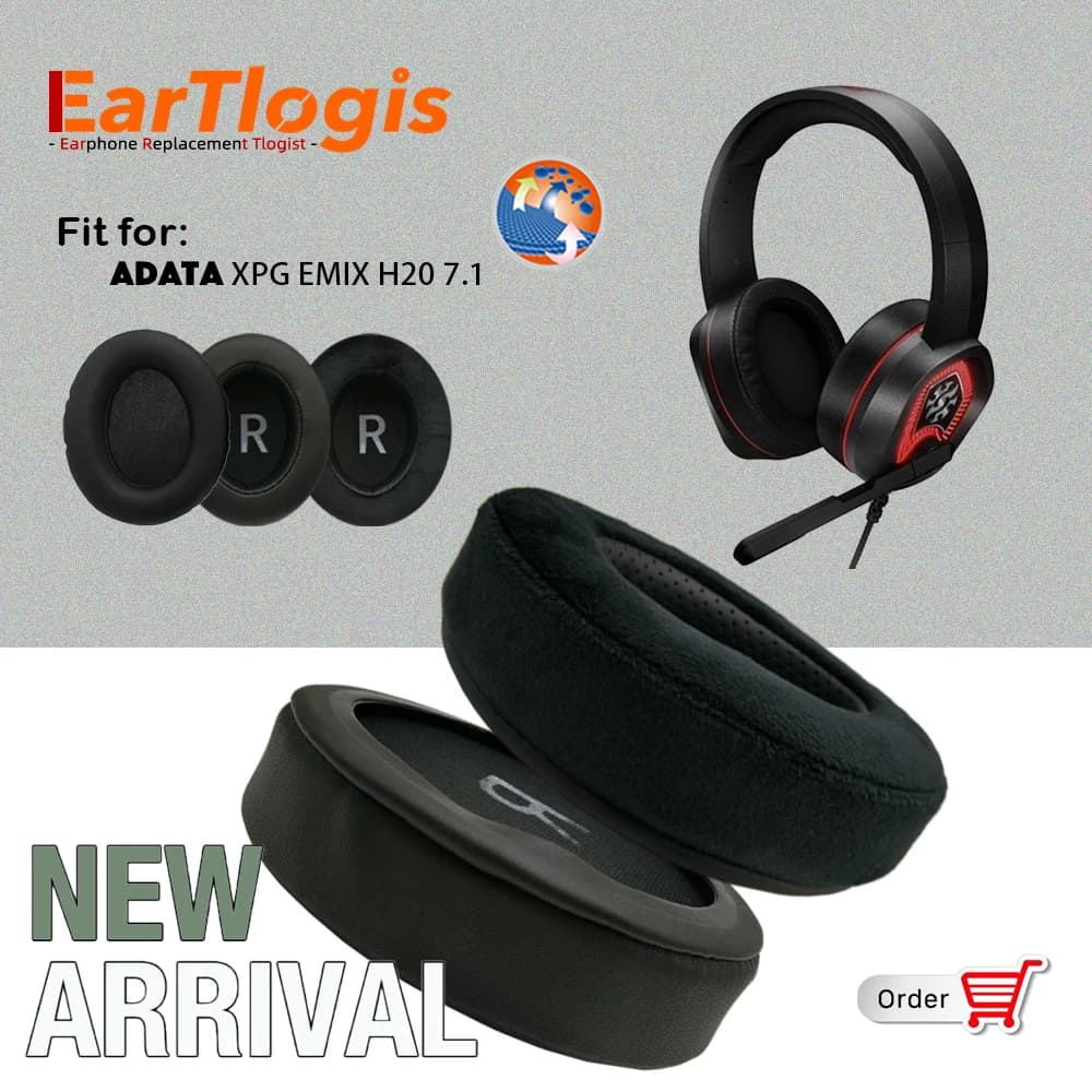 Auricolari di ricambio EarTlogis per ADATA XPG EMIX H20 7.1 cuffie da gioco addensare cuscini in Memory Foam cuffie ovali