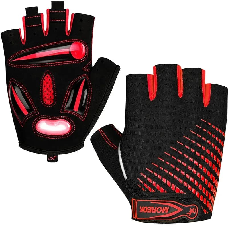 MOREOK Guanti da bici Traspiranti 5MM Cuscinetti in gel liquido Guanti da bicicletta Guanti da ciclismo su strada di montagna ammortizzanti per uomo Donna