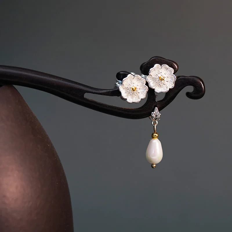 1pc elegant style classic flower nappa wood hair clip wedding Cheongsam Hanfu hair accessory matched fashion