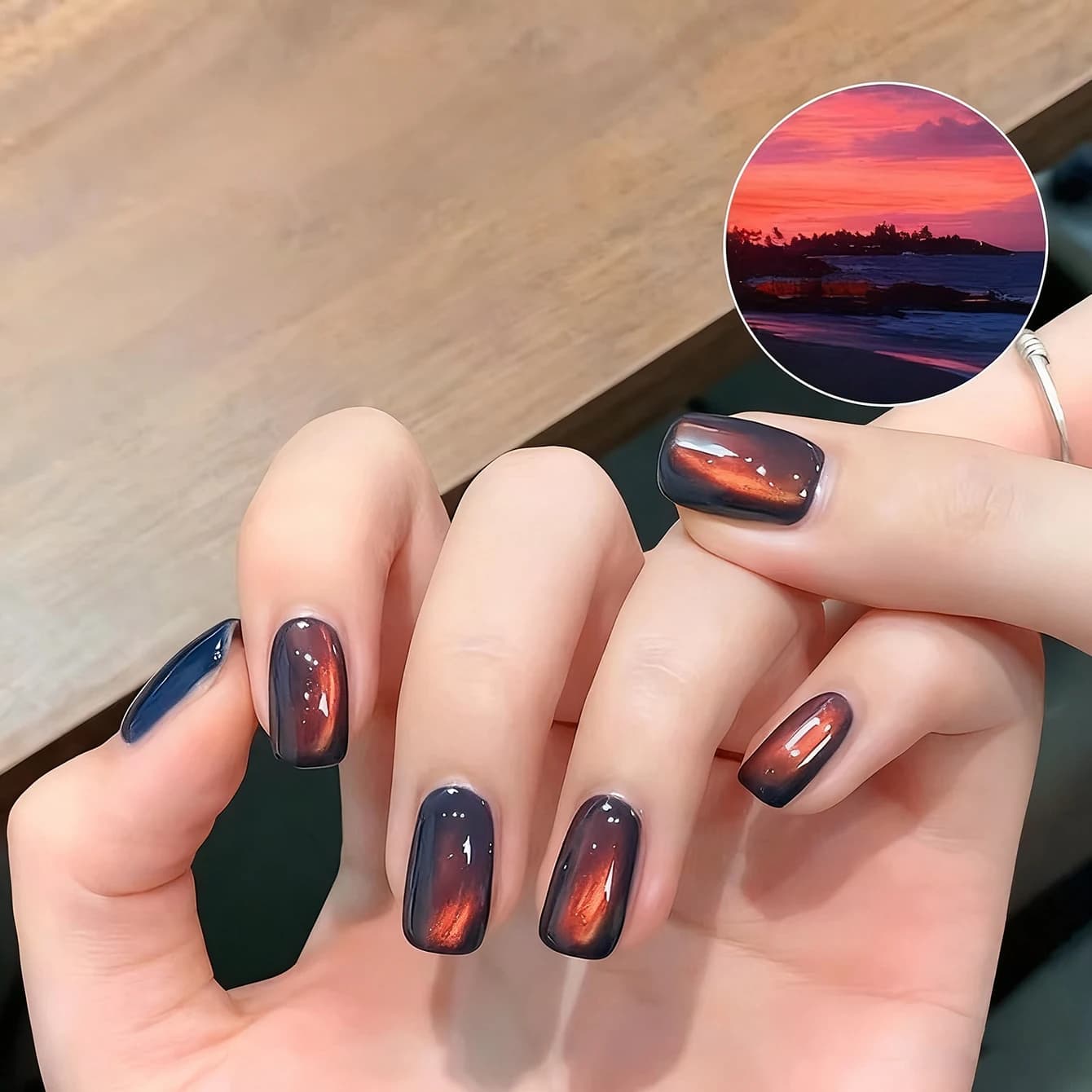 MIANEL 10ml Winter Nails Sea Sunset Cat Eye Gel Smalto per unghie con perline di vetro satinato Unghie nere per Natale Unghie carine 1-10 pezzi