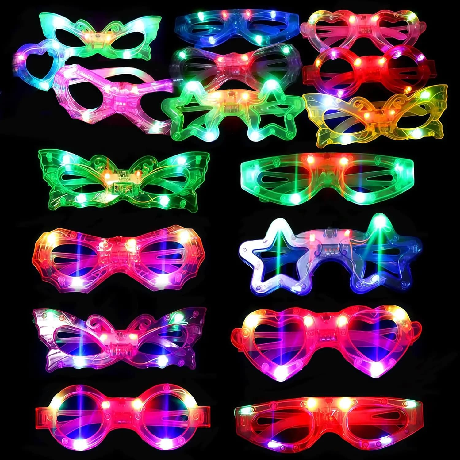 Occhiali luminosi a LED da 6/12 pezzi, occhiali luminosi a LED per feste, occhiali da sole luminosi a LED per club, musica, matrimoni, articoli per feste.