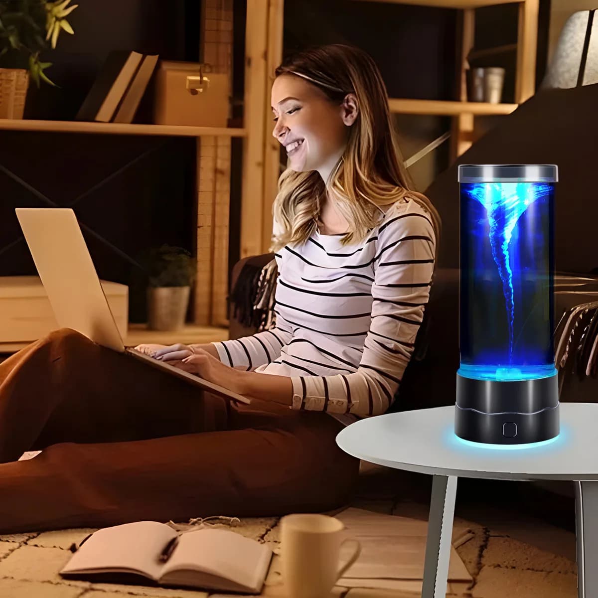 Lampada LED a Effetto Tornado con Cambio Colore, Alimentata via USB, Decorazione da Scrivania, Luce Vortex Rilassante per Camera da Letto, Ufficio, Regalo Perfetto