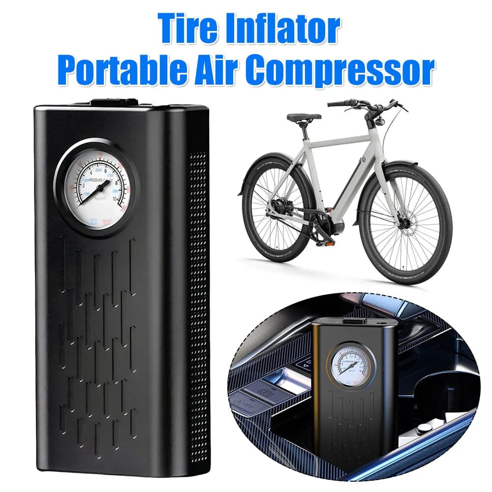 Compressore d'Aria Portatile Senza Fili con Manometro, Pompa per Pneumatici 35L/min per Auto, Bici e Moto