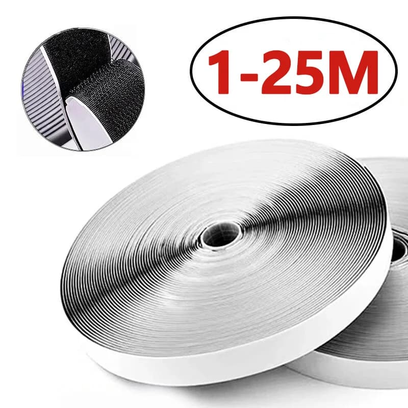 1-25m Strong Self Adhesive Hook and Loop Tape Heavy Duty Sticky Back Straps Fastener Strip Roll for Home DIY Office Car Crafts