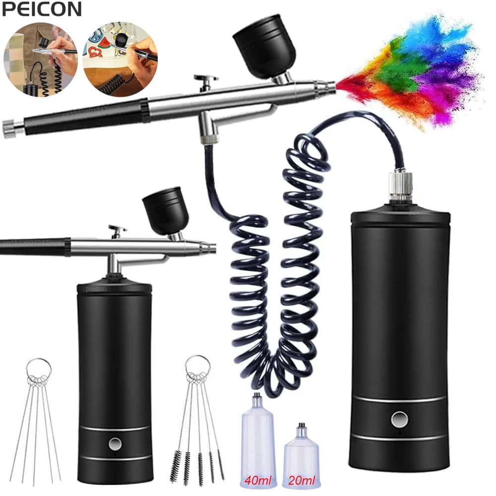 Aerografo con compressore Aerografo portatile Vernice spray Mini pistola a spruzzo Kit aerografo per pittura con aerografo wireless con compressore