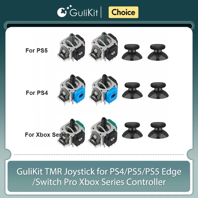 GuliKit NS51 TMR Joystick with Stick Cap for PS4 PS5/PS5 Edge Switch Pro Xbox Series Controller Game Accessories Repair