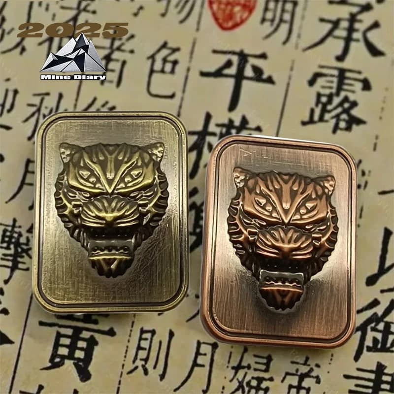 Piastra testa di tigre Bpmods Cartellino del prezzo Cursore meccanico Fidget Giocattoli antistress Allevia l'ansia EDC Fidget Spinner