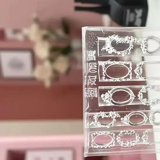 Stampo per unghie a forma di mini cornice per foto in silicone, per timbratura delle unghie, per unghie, design per salone di bellezza, strumento per manicure stereoscopico