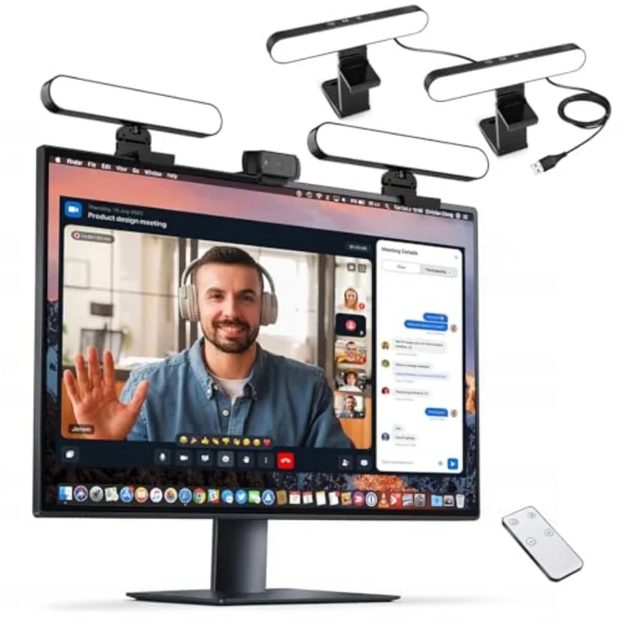 Illuminazione LED a Doppia Lampada per Videoconferenze con Controllo Remoto e Touch, Luce Zoom per Webcam e Laptop