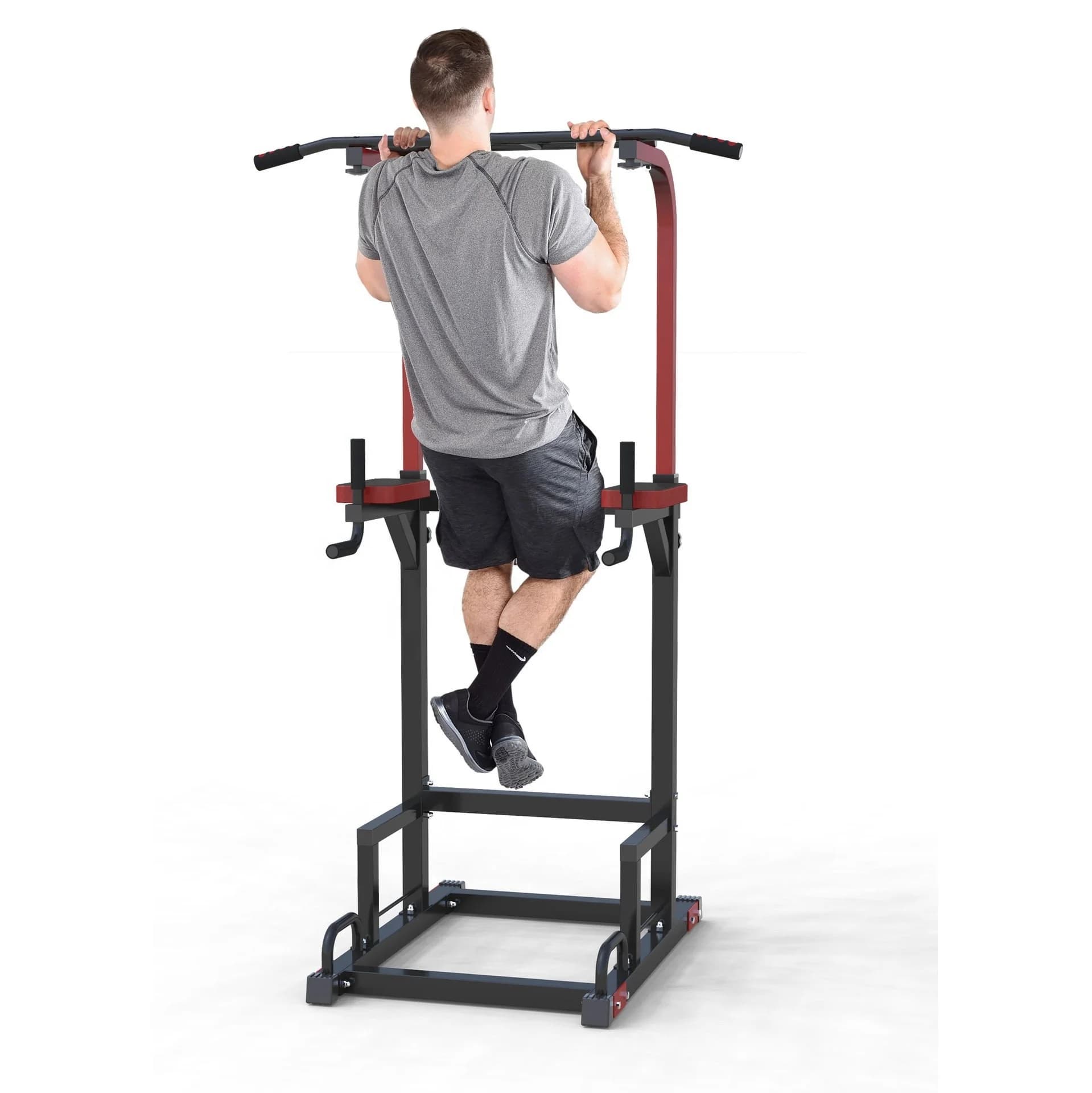 Factory Direct Home Equipment-Adjustable Steel Pull-Up Bar Dip Station Power Tower-for Sports & Entertainment
