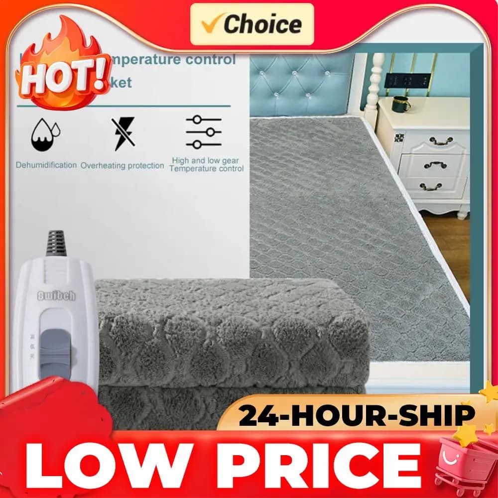Coperta Elettrica Riscaldata 220V, Termostato Integrato, 70x150cm, per Casa e Ufficio