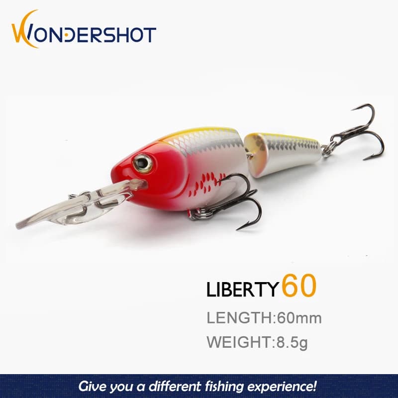Wondershot A22 Esche da pesca galleggianti 60mm/8.5g Wobblers Multi snodato Swimbait Esca dura per spigola Luccio Crankbait