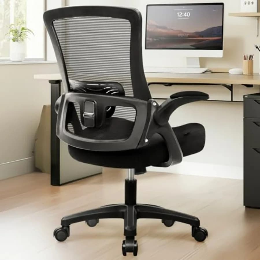 Office Desk Gaming Chair Computer High Back Seat with Rolling Wheels Ergonomic Adjustable Comfy Flip-up Armrests Lumbar Support
