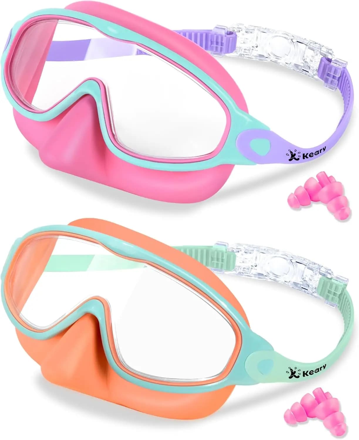Pack of 2 swimming glasses with hood, anti-UV and anti-fog for swimming in the pool, for children and boys