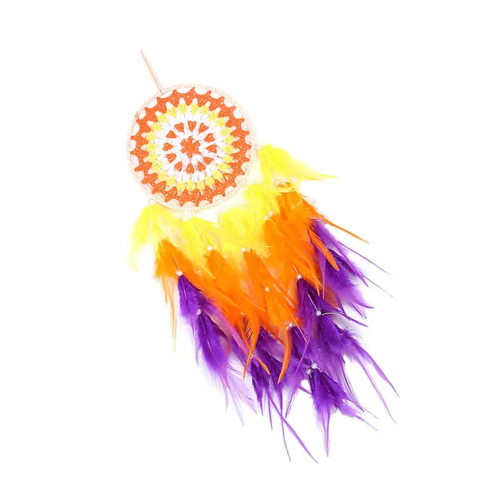 Woven Dream Catcher Ornament with LED String Lights Handmade Hanging Decoration for Holiday Party Room Balcony Wall Pendant