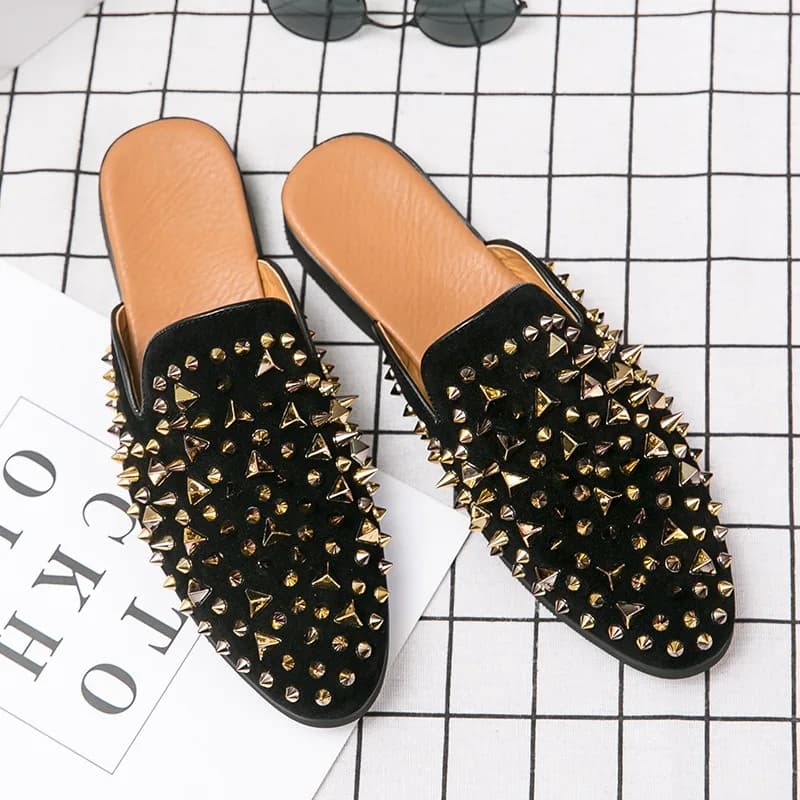 Coiffeur dressed muli shoes man moccassini Rivetti golden dressing slippers outdoor home for man shoes signed luxury muli homme