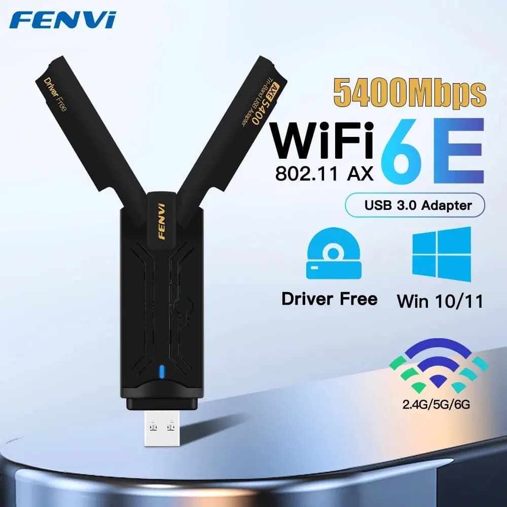 FENVI AX5400 WiFi 6E adattatore USB Dongle Tri Band 2.4G/5G/6GHz USB3.0 WiFi 6 Antenna per scheda di rete per Laptop Win10/11 Driver gratuito
