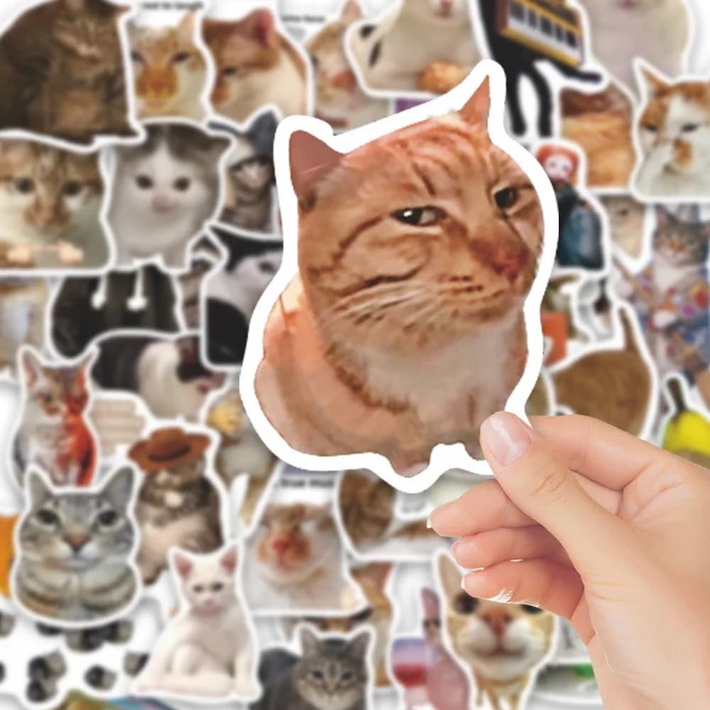 50 pezzi simpatici e divertenti gatti Mene adesivi decalcomanie per telefono laptop scrapbook skateboard chitarra adesivi estetici graffiti fai da te