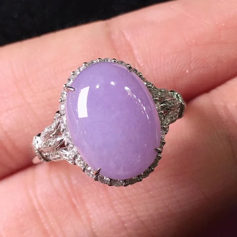 Oval rings of color purple natural limestone ice for women engagement jewelry in original style of luxury classic exquisite