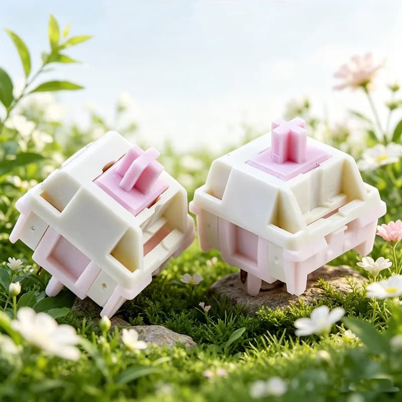 Interruttore NDIY HMX Milk Cherry Rosa Lineare con Suono Mahjong, 5 Pin, Asse LY per Tastiera Meccanica, Accessori Personalizzati per Switch MX