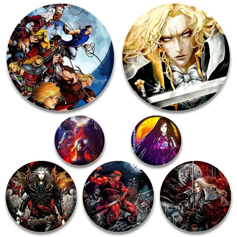 Castlevania Spille per donna Anime Gioco Distintivo Borsa Ciondolo Regalo Cosplay Zaino Abbigliamento Accessorio Collezione di fan Spille smaltate