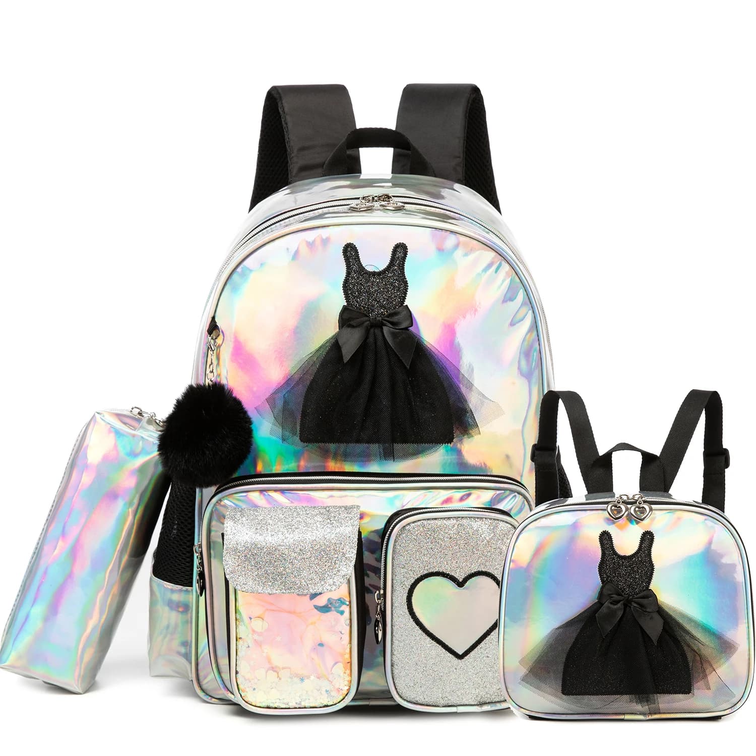 3PCS Kids Backpacks for Girls School Bag Cute Girls Backpacks Ages 8-10 with Lunch Box Pencil Case Bookbag Set