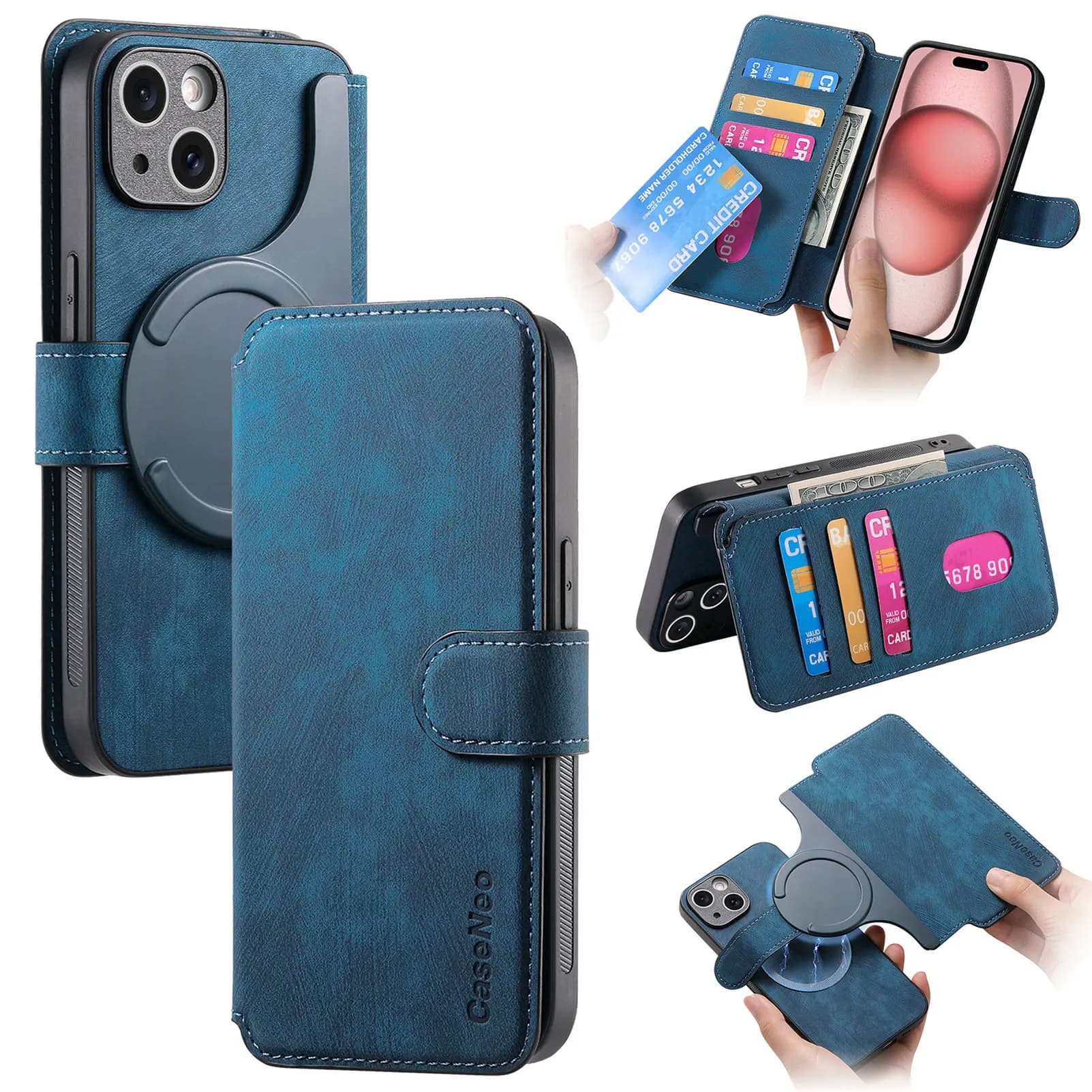 Custodia RFID Block per Samsung Galaxy S24 S23 Ultra S22 S21 FE S25 Edge Custodia in pelle di ricarica wireless con custodia a portafoglio Magsafe