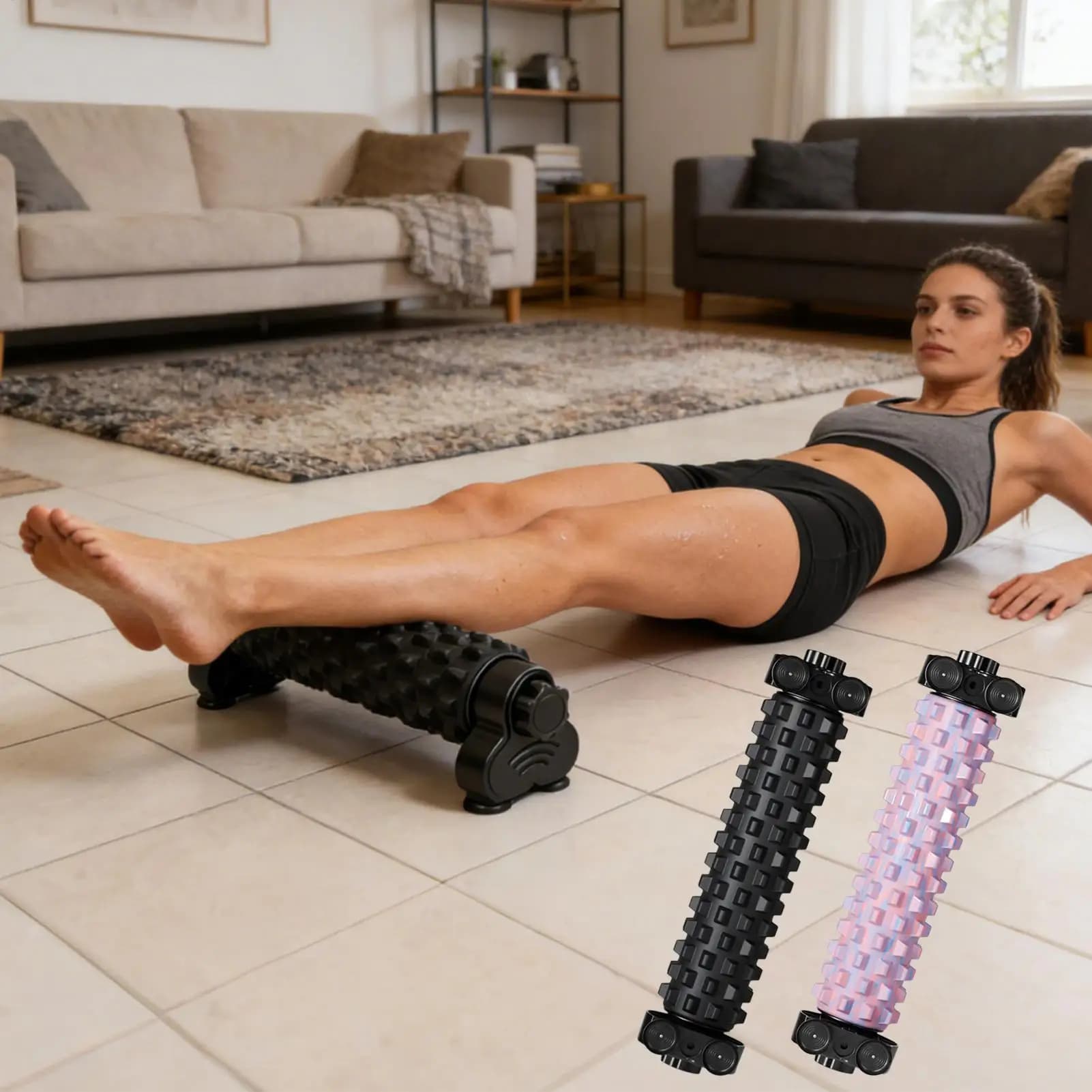 Deep stretching foam roller and suction massage, muscle foam roller with home support, gym, yoga, pilates, fitness and training