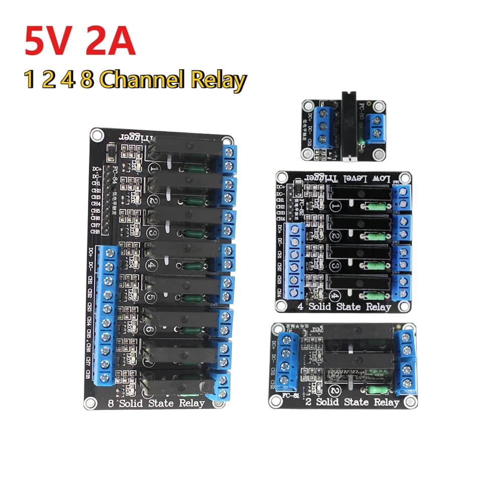 1PCS 5V Module Low Level 1 2 4 8 Channels Relay Modules Solid State 240V 2A with Resistive Fuse for Arduino