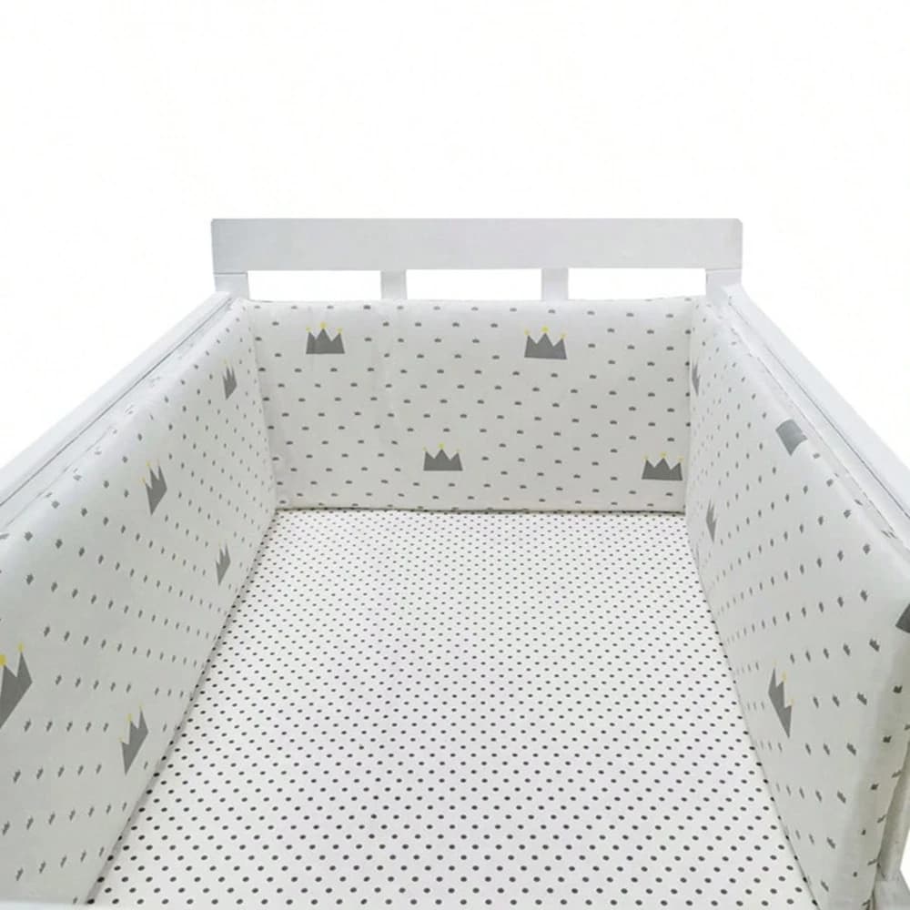 Nordic Stars Baby Bed Thicken Bumpers Zipper Design One-piece Crib Around Cushion Cot Protector Pillows 200*30 CM