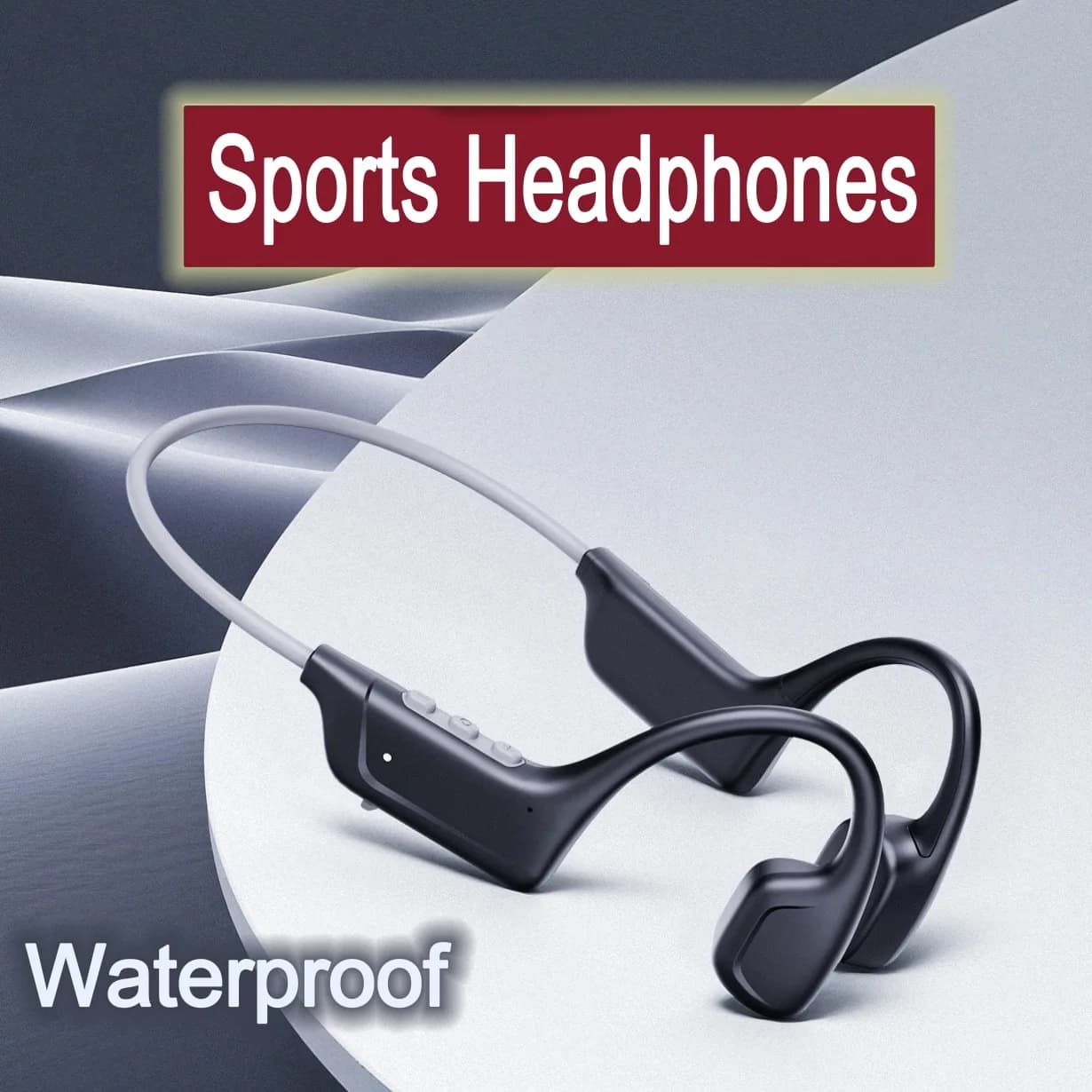 Bluetooth 5.4 Waterproof Wireless Headphones Sports Headphones with Transparent HD Microphone for Training, Running, Driving